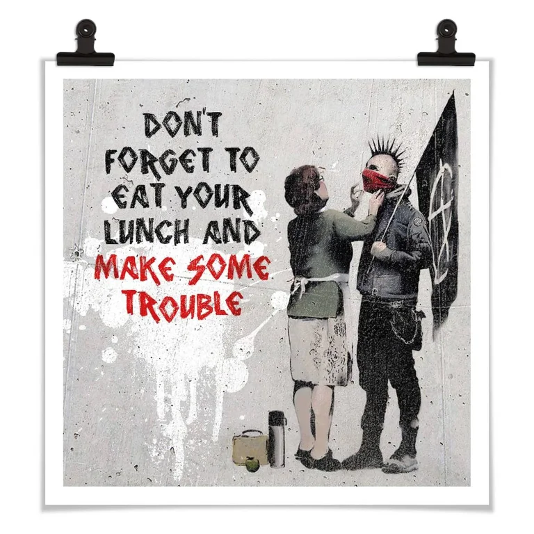 Banksy - "Make Some Trouble" Poster - 30 x 30cm — Ảnh 4