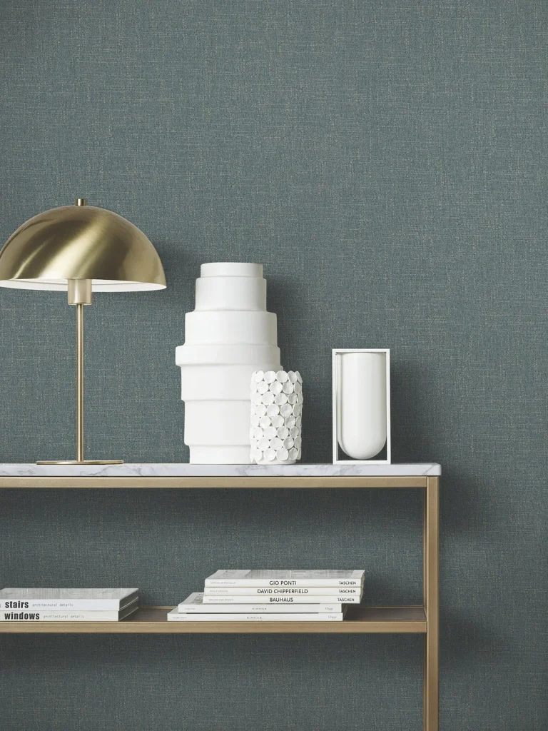 Highland Tweed Faux Fabric Wallpaper - Dark Blue — Ảnh 5