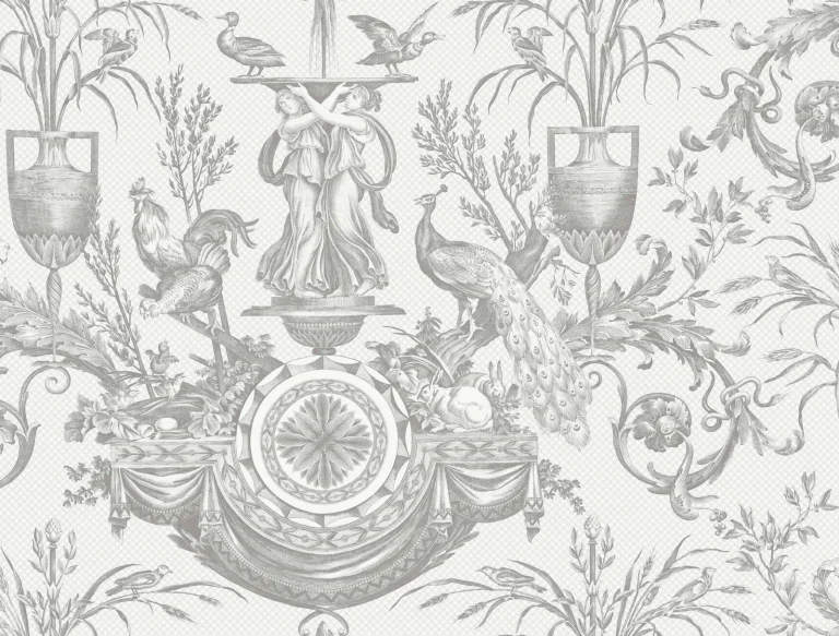 Avian Fountain Toile Wallpaper - Grey — Ảnh 5