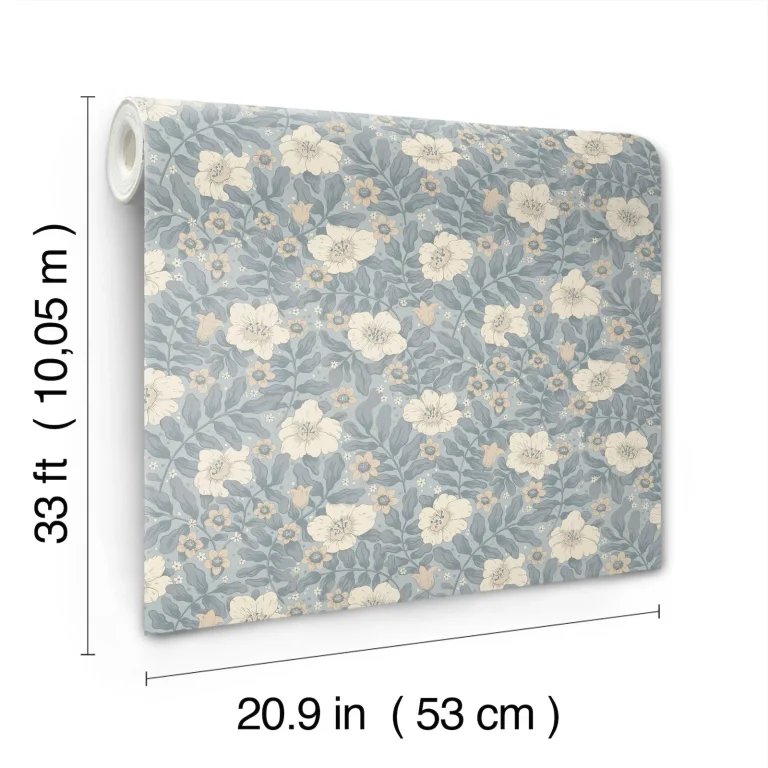Maggan Floral Trail Wallpaper - Blue — Ảnh 5