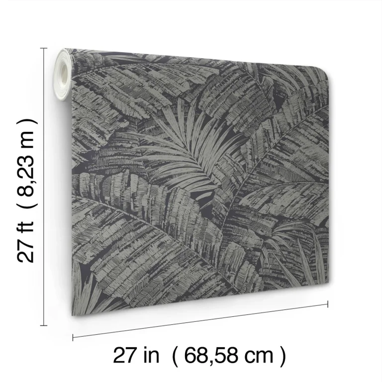 Palm Cove Toile Wallpaper - Silver/Black — Ảnh 3