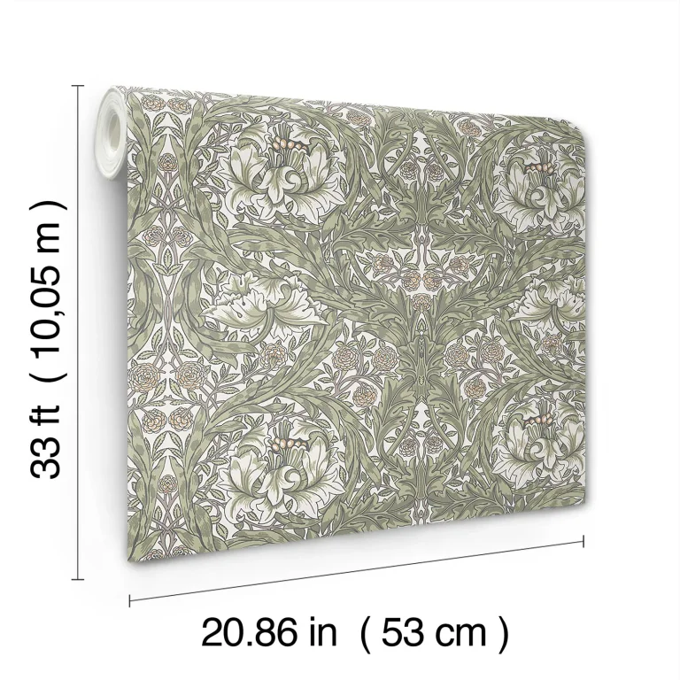 African Marigold Floral Wallpaper - Green — Image 3