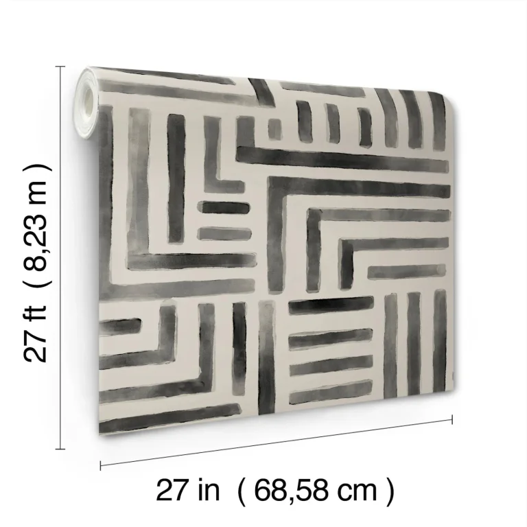 Painterly Labyrinth Wallpaper - Charcoal — Ảnh 5