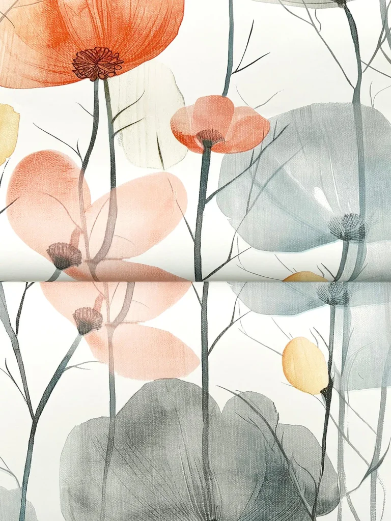 Ronald Redding Cotswolds Poppies Floral Wallpaper - Coral — Ảnh 6