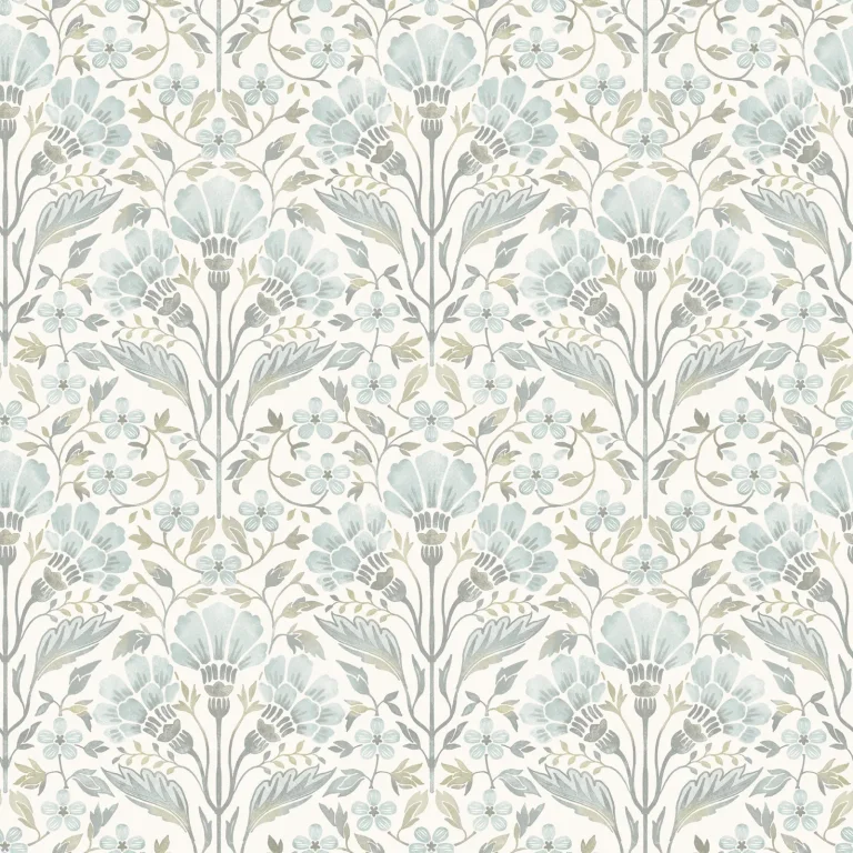 Chesapeake Edith Floral Damask Wallpaper - Light Blue — Image 2