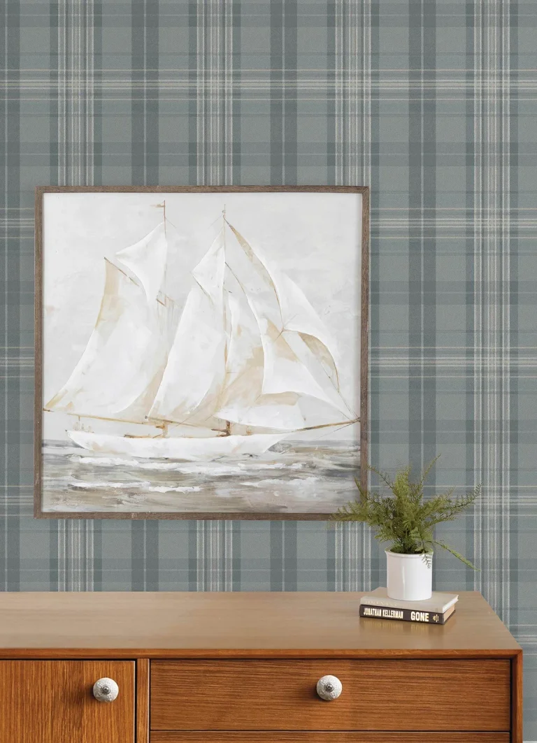 Chesapeake Austin Plaid Wallpaper - Slate and Grey — Image 6