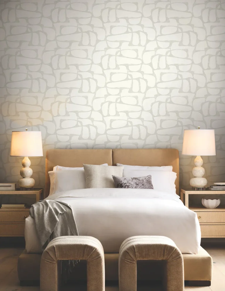 Candice Olson Craftsman Geometric Wallpaper - White & Soft Grey — Ảnh 2