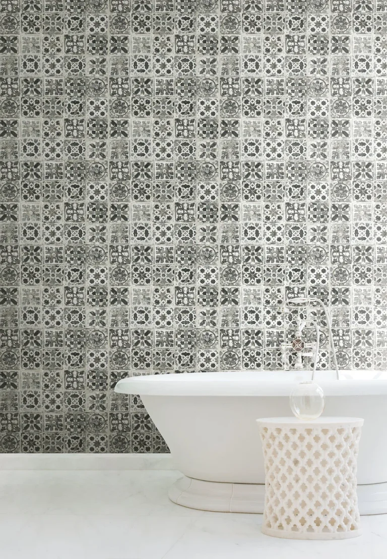 Encaustic Tile Peel and Stick Wallpaper - Obsidian — Ảnh 8