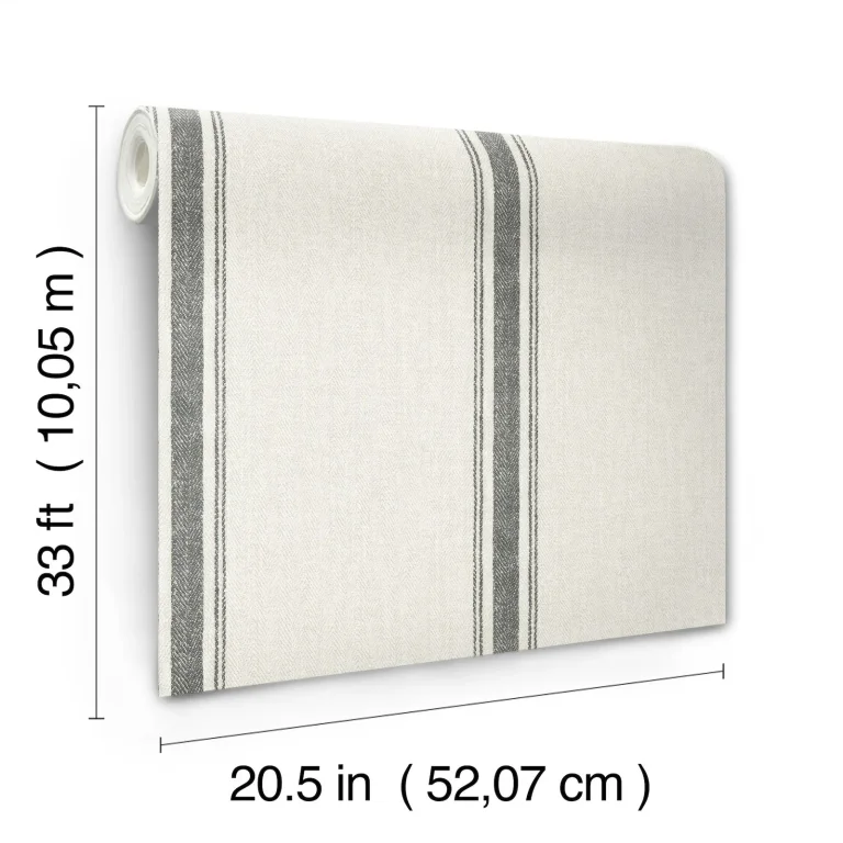 Chesapeake Linette Fabric Stripe Wallpaper - Dark Grey and White — Ảnh 7