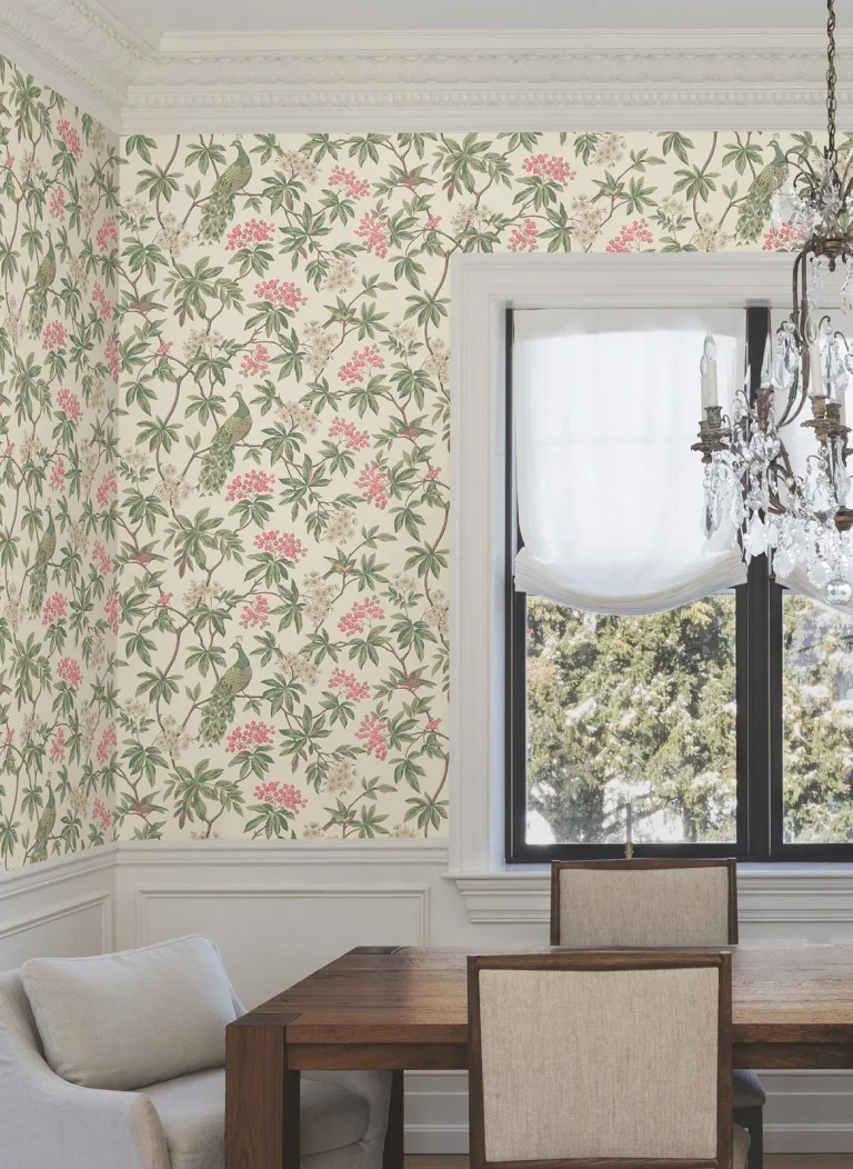 Ronald Redding Peacock Estate Wallpaper - Cream — Ảnh 5