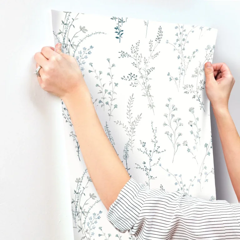 Wildflower Sprigs Wallpaper - Blue/Green — Ảnh 6