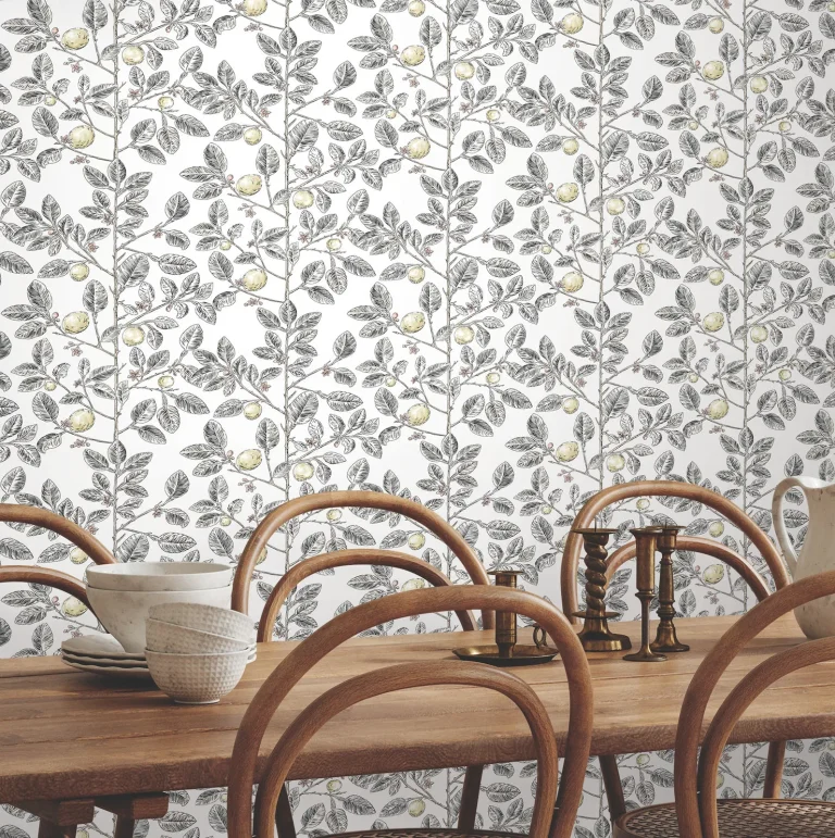 Limoncello Toile Wallpaper - Black — Image 2