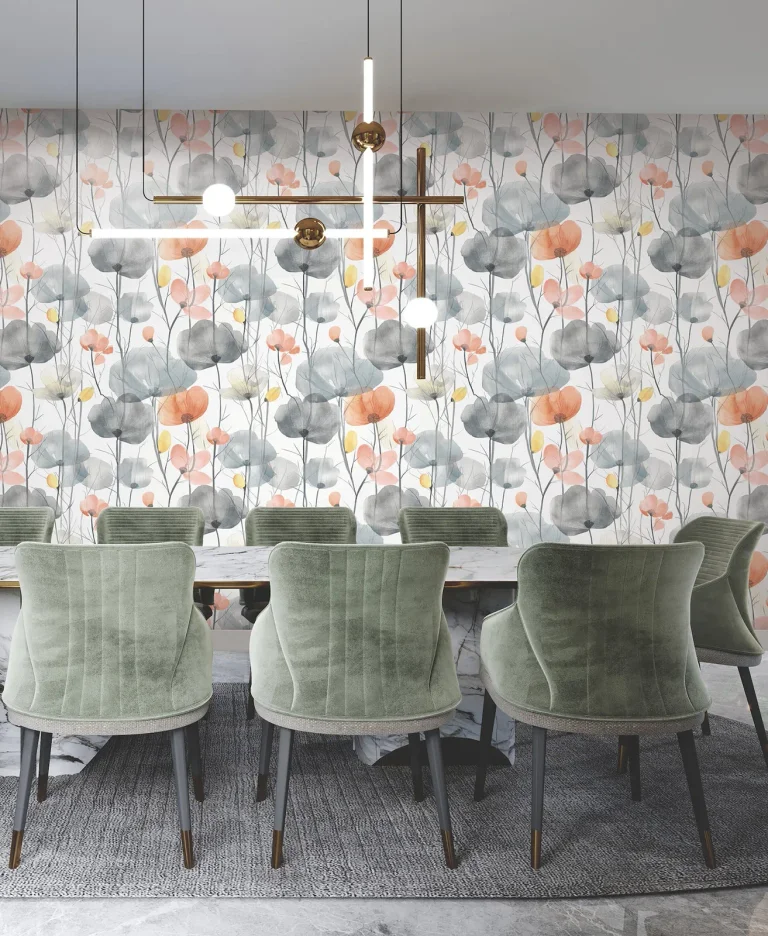 Ronald Redding Cotswolds Poppies Floral Wallpaper - Coral — Ảnh 4