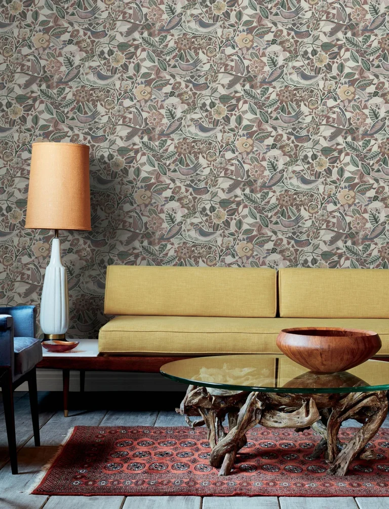 Manette Birds in the Bush Wallpaper - Plum — Image 2
