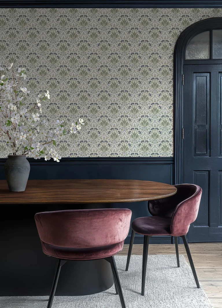 Chris Loves Julia Woodbury Floral Damask Wallpaper - Blue — Ảnh 4