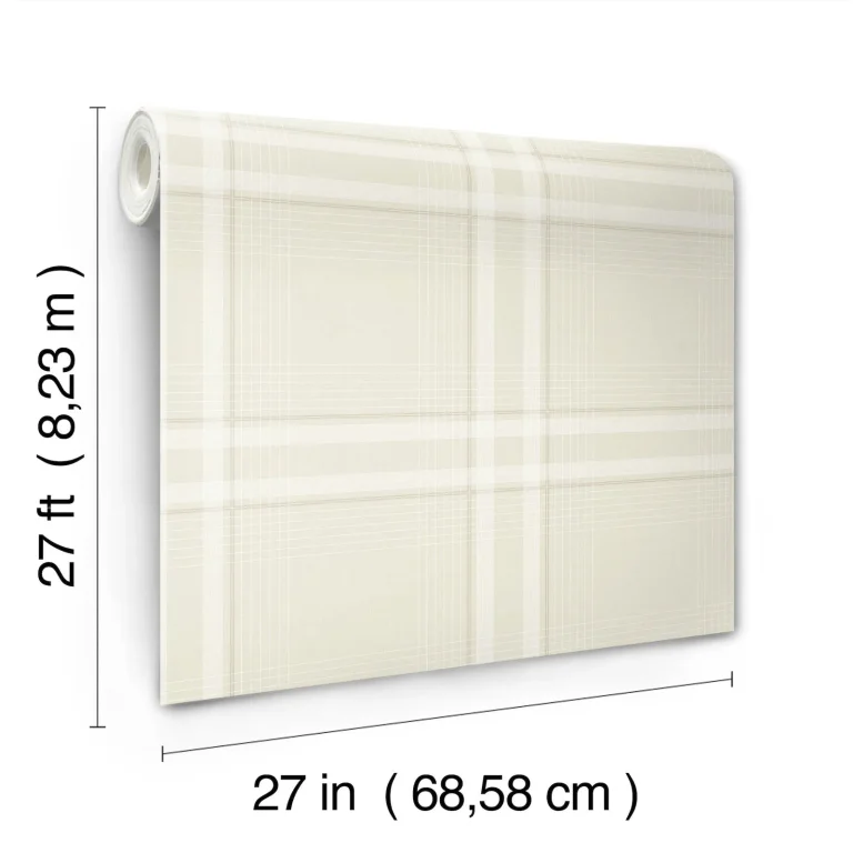 Ronald Redding Country Club Plaid Faux Linen Wallpaper - Dove — Ảnh 6