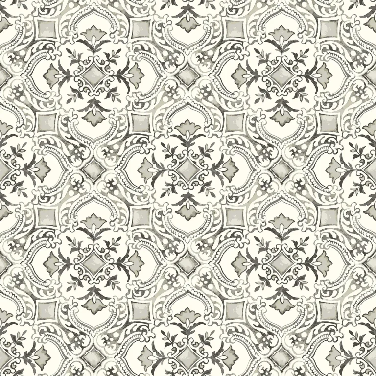 Chesapeake Marjoram Floral Tile Wallpaper - Black — Image 5