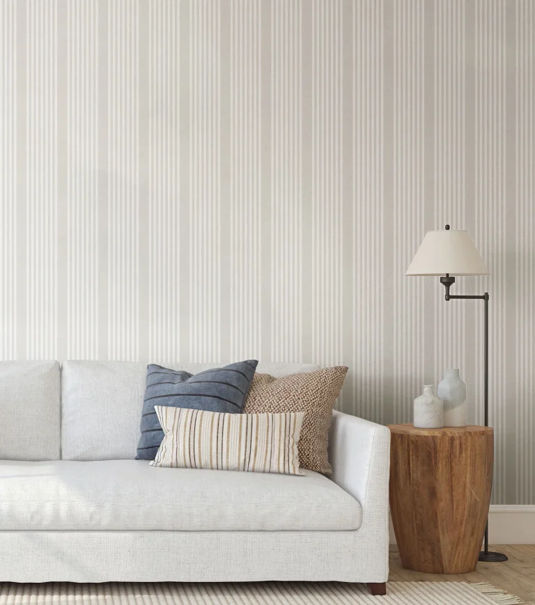 French Linen Stripe Peel and Stick Wallpaper - Linen — Image 8