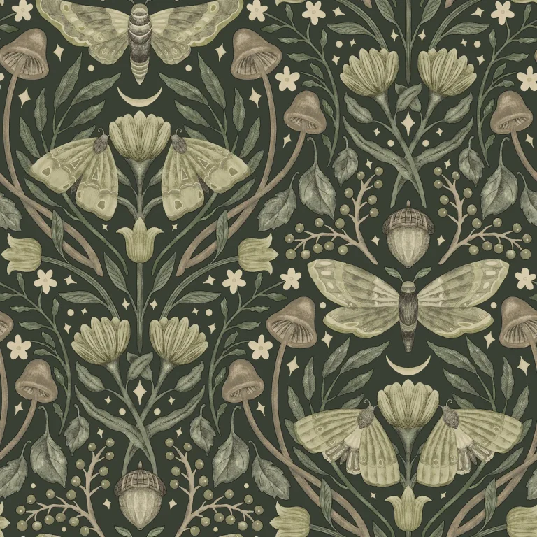 Chesapeake Mystic Moth Forest Magic Wallpaper - Dark Green — Ảnh 3