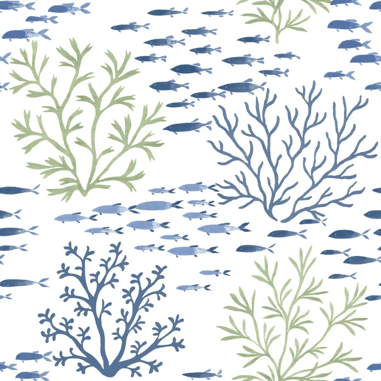 Marine Garden Wallpaper - Green & Blue — Ảnh 3