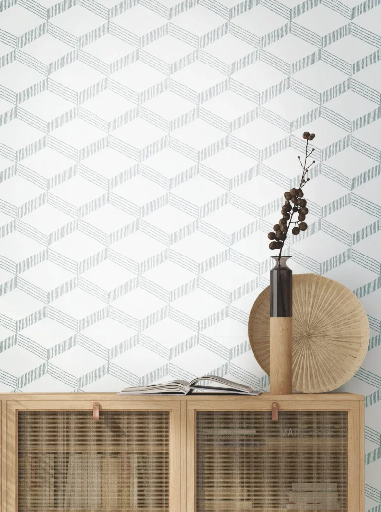 Palisades Paperweave Wallpaper - White/ Smokey Blue — Ảnh 4