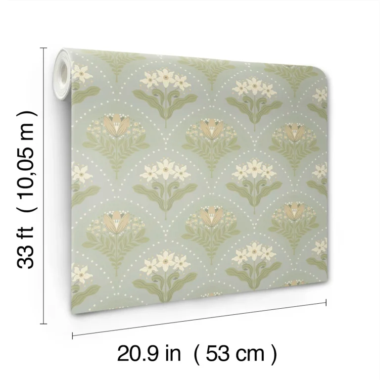 Maj Floral Damask Wallpaper - Sky Blue — Ảnh 4