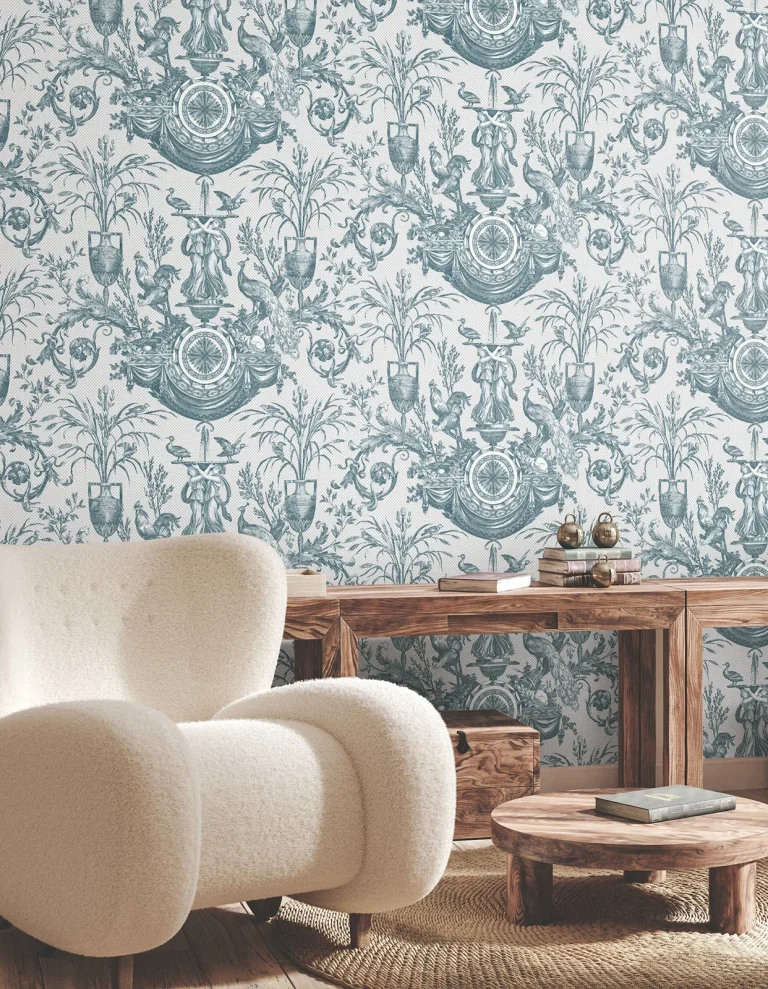 Avian Fountain Toile Wallpaper - Jade — Ảnh 6