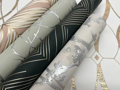 Polished Chevron Wallpaper - Black/Gold