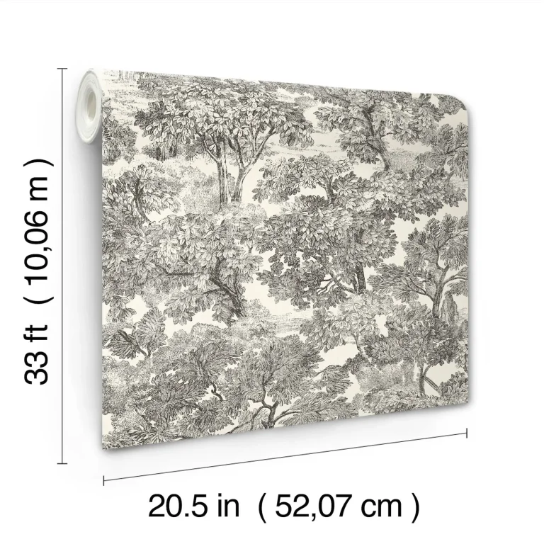 Chesapeake Spinney Toile Wallpaper - Black