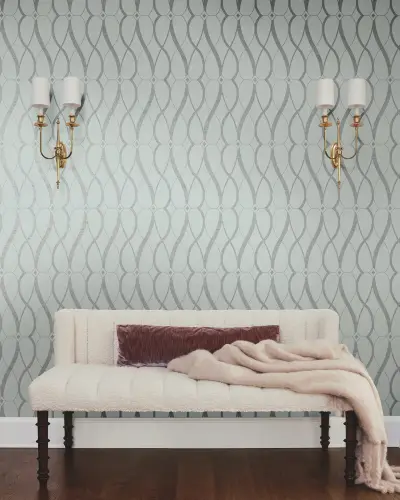 Graceful Geo Wallpaper - Spa/Silver