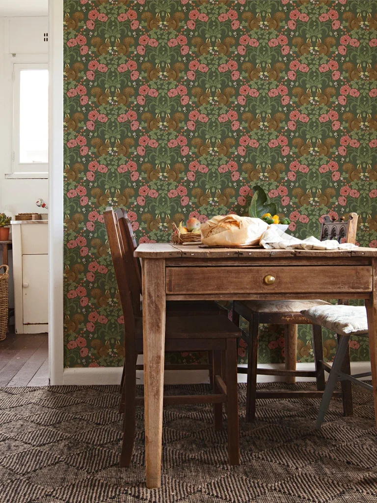Kurre Woodland Damask Wallpaper - Dark Green — Ảnh 3