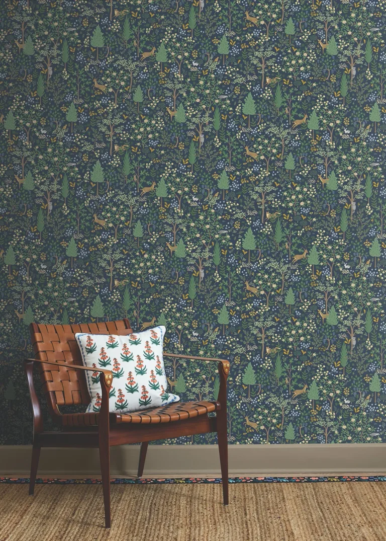 Rifle Paper Co. Woodland Peel and Stick Wallpaper - Navy — Ảnh 3