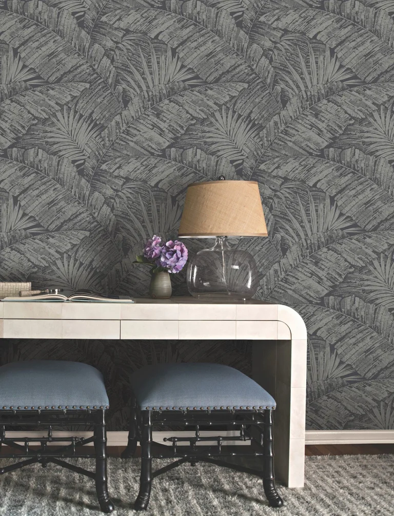 Palm Cove Toile Wallpaper - Silver/Black — Ảnh 6