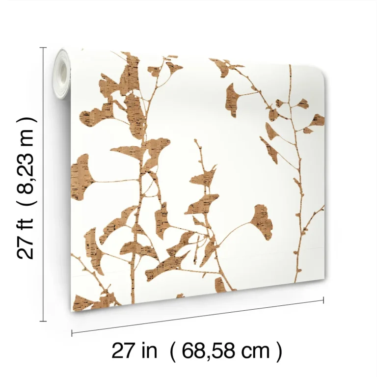 Ronald Redding Ginkgo Silhouette Cork Wallpaper - Brown