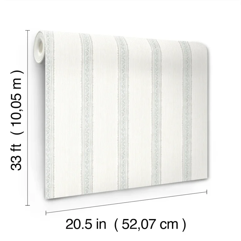 Chesapeake Mandevilla Vine Stripe Wallpaper - Light Blue — Ảnh 4