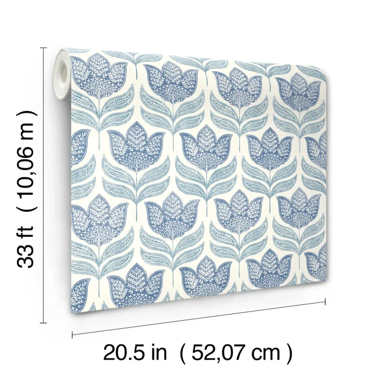 Chesapeake Cathal Tulip Block Print Wallpaper - Blue — Ảnh 5