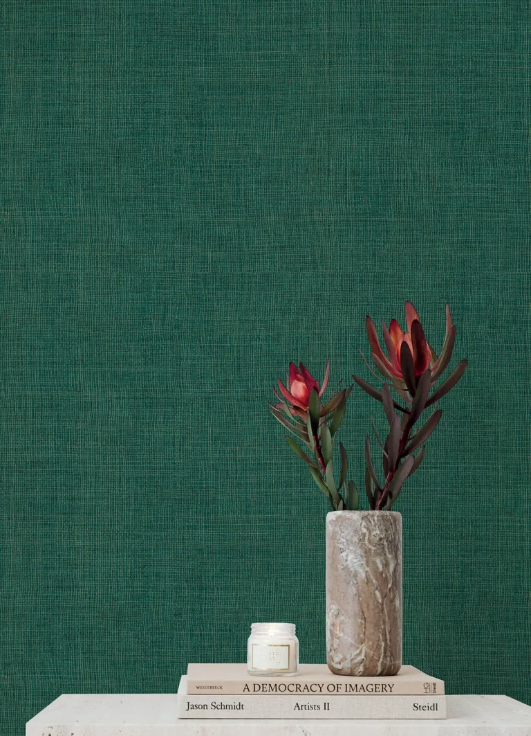 Alba Open Weave Wallpaper - Evergreen — Image 3