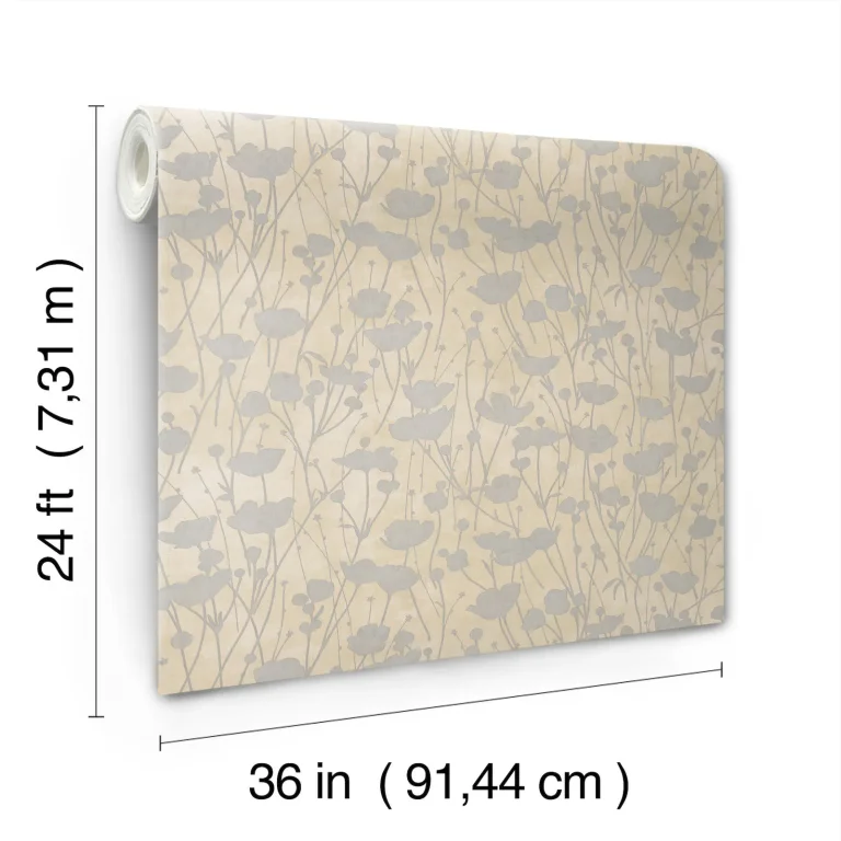 Ronald Redding Shimmering Poppies Wallpaper - Cream — Image 6