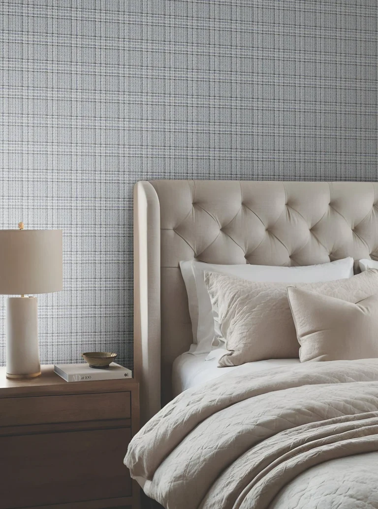 Ronald Redding Harrington Plaid Glen Check Wallpaper - Blue — Ảnh 3