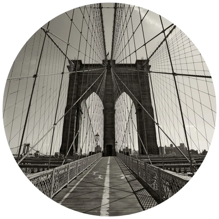 Brooklyn Bridge Perspective - Wall Mural 5562 - Round - 144cm diameter — Ảnh 2