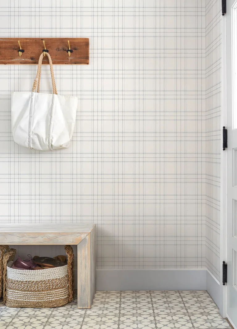 Chesapeake Fox Hollow Dashed Plaid Wallpaper - White — Ảnh 5