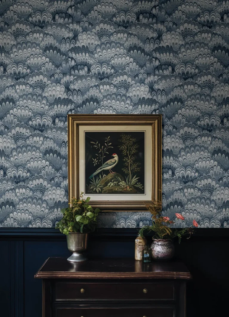 Octavia Marbled Ink Wallpaper - Blue — Ảnh 2