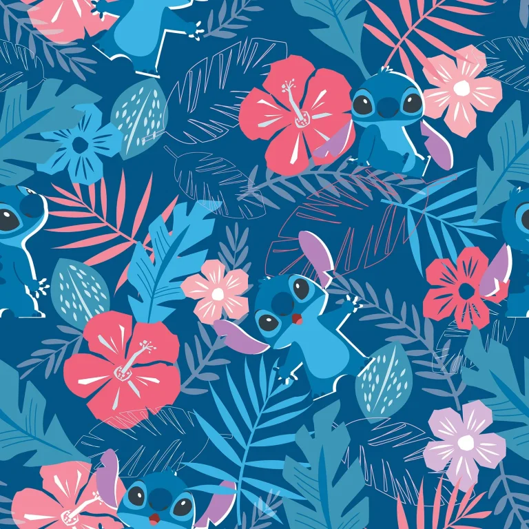 Disney Stitch Tropical Flowers Peel and Stick Wallpaper - Blue — Ảnh 5