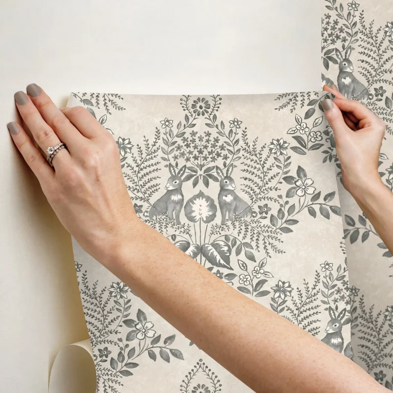 Erin & Ben Cottontail Toile Peel and Stick Wallpaper - Linen/Charcoal — Ảnh 2