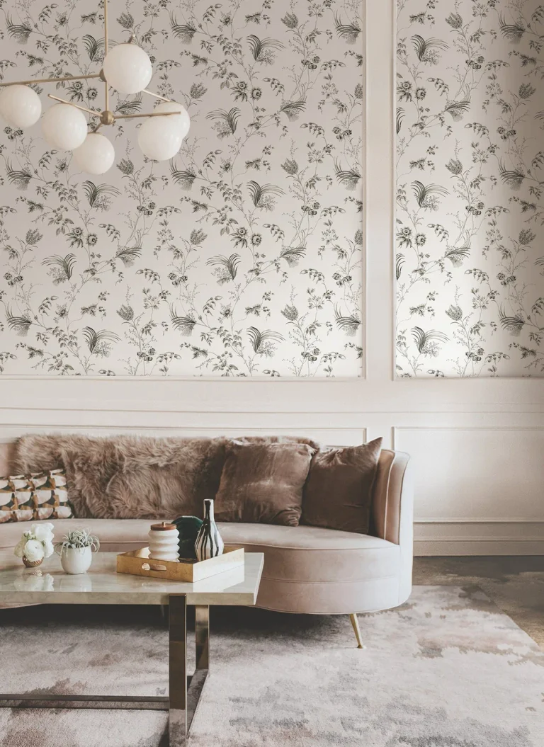 Ronald Redding Floral Lace Wallpaper - Black — Ảnh 3