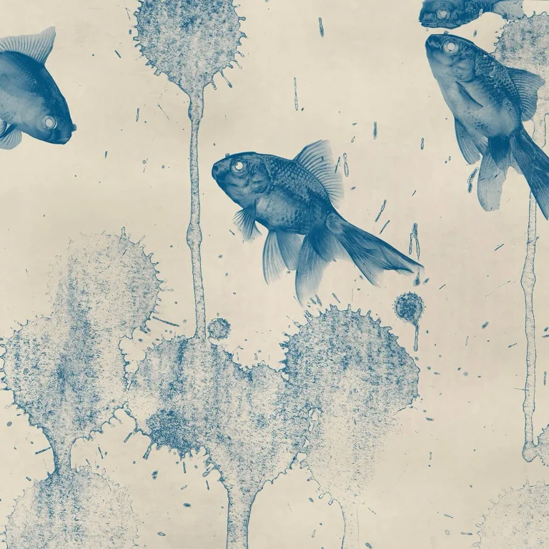 Blue Fish - Wall Mural 5444 - 4 Panel - 192cm x 260cm — Ảnh 4