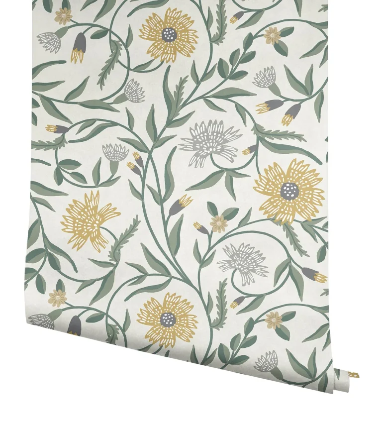 Rifle Paper Co. Aster Wallpaper - Linen & Gold — Ảnh 7