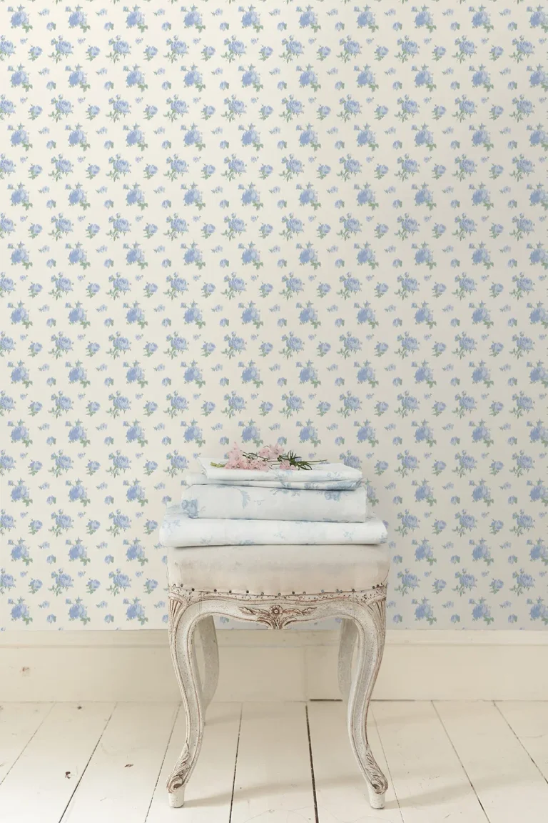 LoveShackFancy Ikat Rose Small Print Wallpaper - Blue — Ảnh 5
