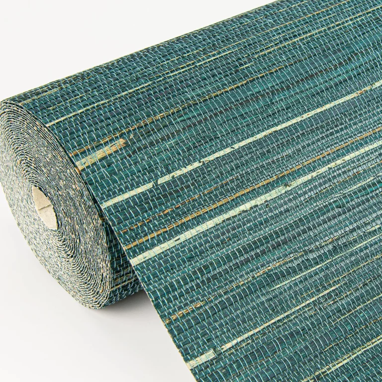 Kira Hemp Grasscloth Wallpaper - Teal — Ảnh 4