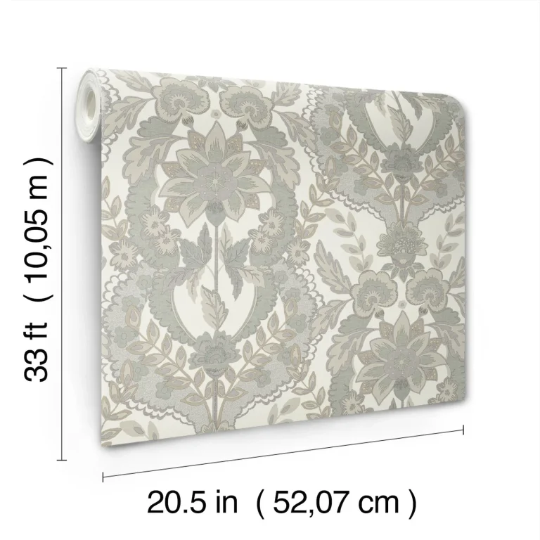 Chris Loves Julia Collins Damask Wallpaper - Light Blue — Ảnh 3